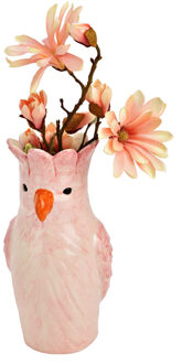Bloemenvaas Papegaai - roze - keramiek - 13 x 25 x 13 cm - vaas