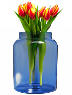 Bloemenvaas Shape - transparant blauw - eco glas - D19 x H25 cm - Melkbus vaas - Vazen