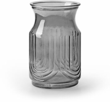 Bloemenvaas - smoke grijs/transparant glas - H20 x D12.5 cm