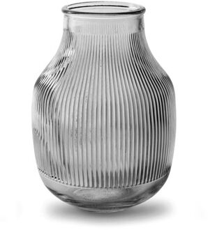 Bloemenvaas - smoke grijs/transparant glas - H22 x D15.8/11.3 cm - Vazen