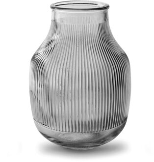 Bloemenvaas - smoke grijs/transparant glas - H22 x D15.8/11.3 cm