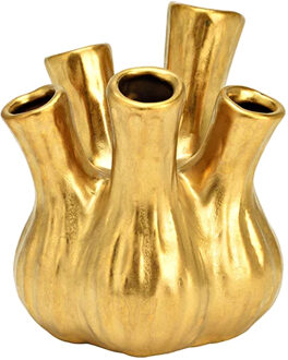 Bloemenvaas - Tulpenvaas - Goud - Keramiek - 20x20x21 Cm - Toetervaas