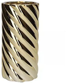 Bloemenvaas Twirly - spekje - goud - D9 x H19 cm - decoratieve vaas - bloemen/takken