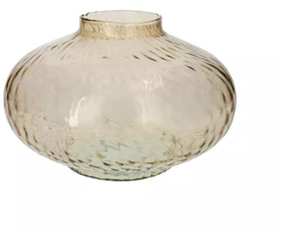 Bloemenvaas Urban - beige transparant glas - D31 x H20 cm - decoratieve vaas - bloemen/takken