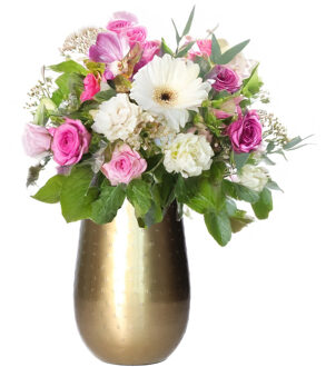 Bloemenvaas van metaal 23 x 15 cm kleur metallic brons - Vazen Bruin