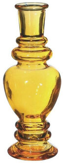 Bloemenvaas Venice - voor kleine stelen/boeketten - gekleurd sierglas - helder okergeel - D5.7 x H15 cm