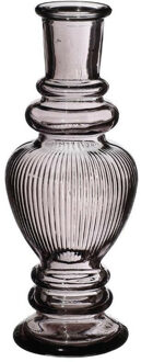 Bloemenvaas Venice - voor kleine stelen/boeketten - gekleurd sierglas - ribbel grijs smoke - D5.7 x H15
