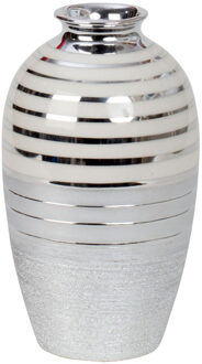 Bloemenvaas Vienna de luxe - zilver/wit - porselein - D11 x H22 cm