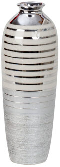Bloemenvaas Vienna De Luxe - Zilver/wit - Porselein - D11 X H31 Cm