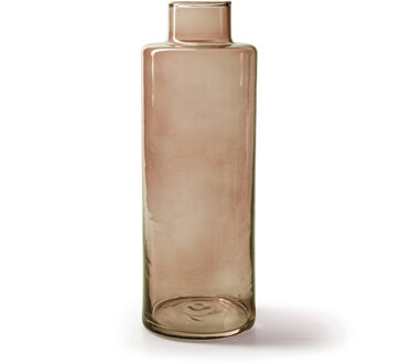 Bloemenvaas Willem - transparant beige glas - D11,5 x H26 cm - fles vorm vaas