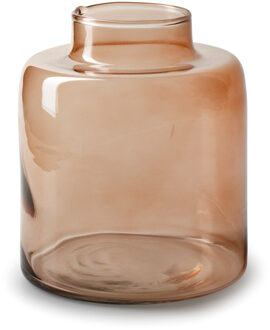 Bloemenvaas Willem - Transparant Beige Glas - D19 X H17 Cm