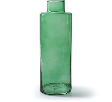 Bloemenvaas Willem - transparant groen glas - D11,5 x H26 cm - fles vorm vaas