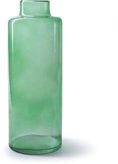 Bloemenvaas Willem - transparant groen glas - D11,5 x H32 cm - fles vorm vaas