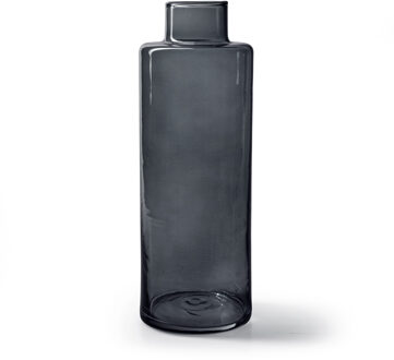 Bloemenvaas Willem - transparant smoke glas - D11,5 x H26 cm - fles vorm vaas