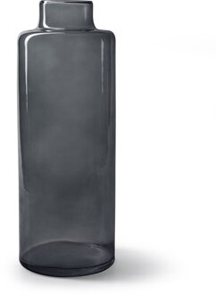Bloemenvaas Willem - transparant smoke glas - D11,5 x H32 cm - fles vorm vaas