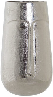 Bloemenvaas zilver van aluminium met gezicht 16 x 28 cm