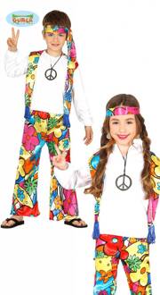 Bloemig hippie kostuum voor kinderen - 140/146 (10-12 jaar) - Kinderkostuums