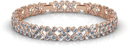 Bloemige armbanden - Roségoud en kristal