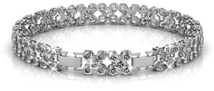 Bloemige armbanden - Zilver en kristal - maat