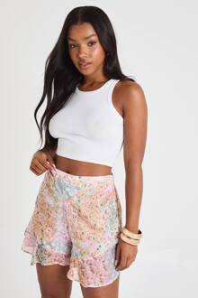 Bloemige Chiffon Ruffle Short, Multi - 34