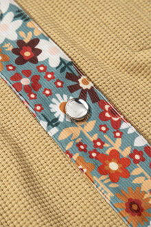 Bloemige Corduroy Detail Cardigan - maat XL Bruin