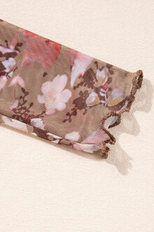 Bloemige Mesch Lange Mouwen Top Salie Groen