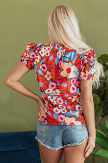 Bloemige Print Ruffle Blouse Bruin