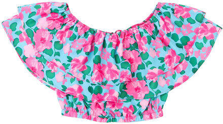 Bloemige Rimpelblouse Lichtblauw