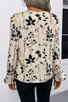 Bloemmotief Lange Mouwen Blouse Ivoor