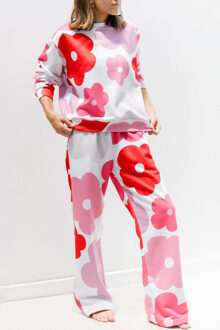 Bloemmotief Loungewear Set Wit