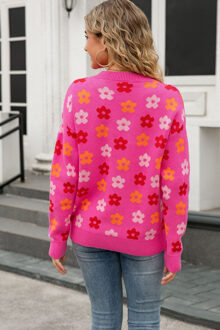 Bloemmotief Trui - maat L Roze