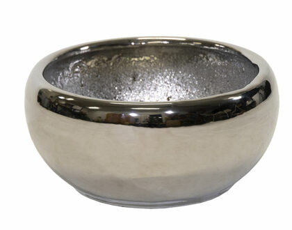 Bloempot Emperor - rond - zilver - D27 x H15 cm - glans