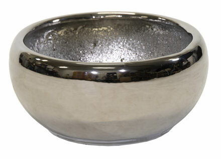 Bloempot Emperor - rond - zilver - D33 x H17 cm - glans