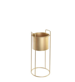 Bloempot Glamour Goud Rond met Standaard - Metaal - M