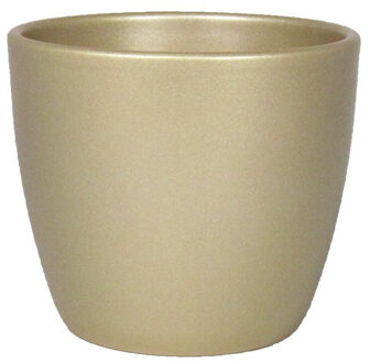 Bloempot - goudkleurig - keramiek - 15 x 13 cm - plantenpot - Plantenpotten