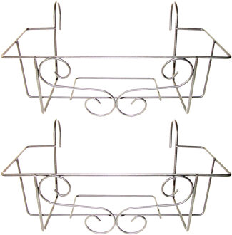 Bloempot hanger - 2x - grijs -20 x 42 cm - metaal ? elegante plantenbakhouder voor balkon en tuin