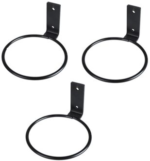 Bloempot Houder Ring Wandmontage Metalen Planter Haken Hangers Muur Beugel, 3 Pack, Zwart, 8 Inch