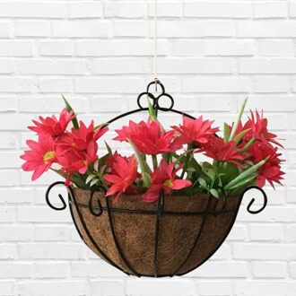 Bloempot Ijzer Kokosnoot Diy Tuin Opknoping Plantenbakken Muur Manden Pot Half Ronde P9YB 30cm