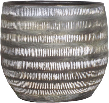Bloempot Lena - bruin - mat - geribbeld - keramiek - 14 x 11 cm - Plantenpotten