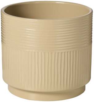 Bloempot lijnen - beige - ø19x17 cm