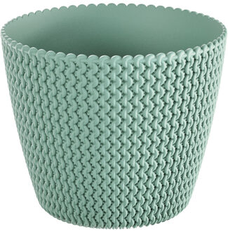 Bloempot - mint groen - buiten - D26 x H23 cm - kunststof - Plantenpotten