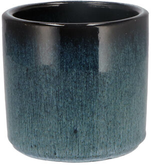 Bloempot model Blue Glaze - blauw - D12 x H13 cm - ombre - Plantenpotten