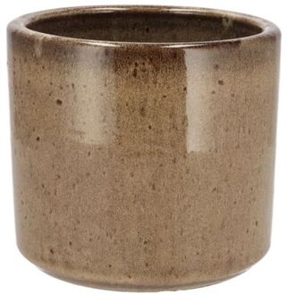 Bloempot Model Brown Glaze - Taupe - D14 X H15 Cm - Glanzend