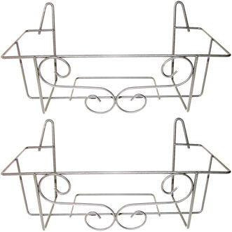 Bloempot muurhanger voor plantenbak - 2x - 20 x 42 cm - metaal