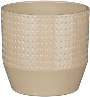 Bloempot Nola - beige - D16 x H15 cm - relief dots - Plantenpotten Crème