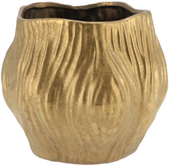 Bloempot organisch model Multan - goud - D19 x H16 cm - Plantenpotten Goudkleurig