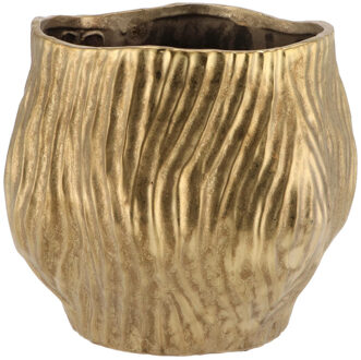 Bloempot organisch model Multan - goud - D22 x H18 cm - Plantenpotten Goudkleurig