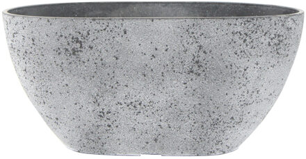 Bloempot/plantenpot balkonbak van gerecycled kunststof beton grijs D36 x 16 en H16 cm - Plantenpotten