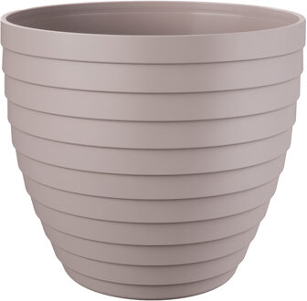 Bloempot/plantenpot Florenzia - taupe - kunststof - D13 x H11,5 cm - voor buiten/binnen - Plantenpotten