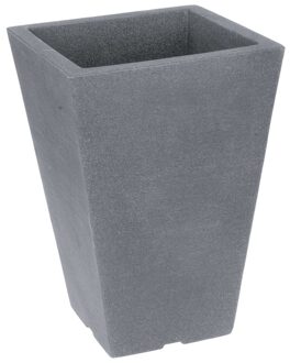 Bloempot/plantenpot - grijs - 35 x 35 x H55 cm - kunststof - voor buiten - bloembak/plantenbak